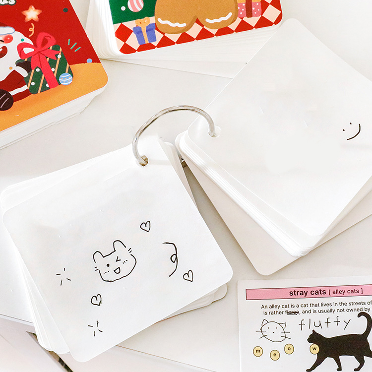 📚🎄 สมุดโน้ตคริสต์มาส 80 แผ่น ลายน่ารัก 7×7cm 🎅✨ สมุดจดพกพา มีห่วงคล้อง ใช้งานง่าย น่าใช้สุดๆ 💖