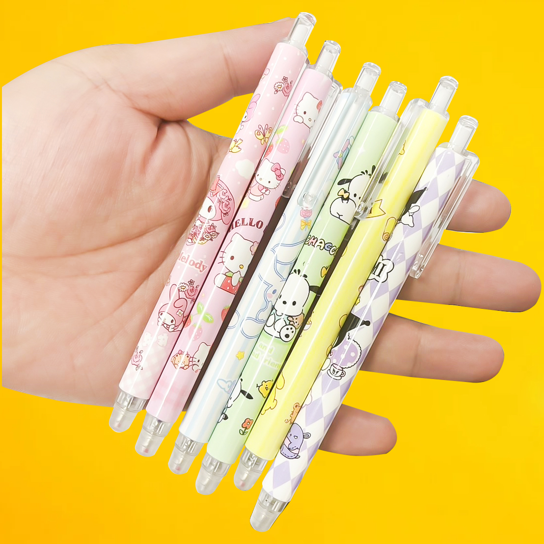 ✨ปากกาแบบกดลบได้ลาย🌈 Sanrio💜เขียนลื่น ลบง่าย 📌สุ่มคละลาย✅พร้อมส่งในไทย กดได้ลบได้ คิวท์มากก