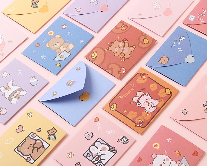 💌การ์ดอวยพรรูปทรงจดหมาย Happy Cartoon 9.6x7.2cm📌เลือดลาย ราคา 3 บาท✔️พร้อมส่ง Ohwowshop จดหมาย การ์ด สวยงาม การ์ดอวยพร