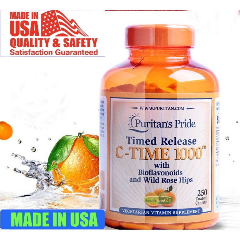 Puritan's Pride Vitamin C-1000 mg. with Rose Hips Timed Release (250Caplets)