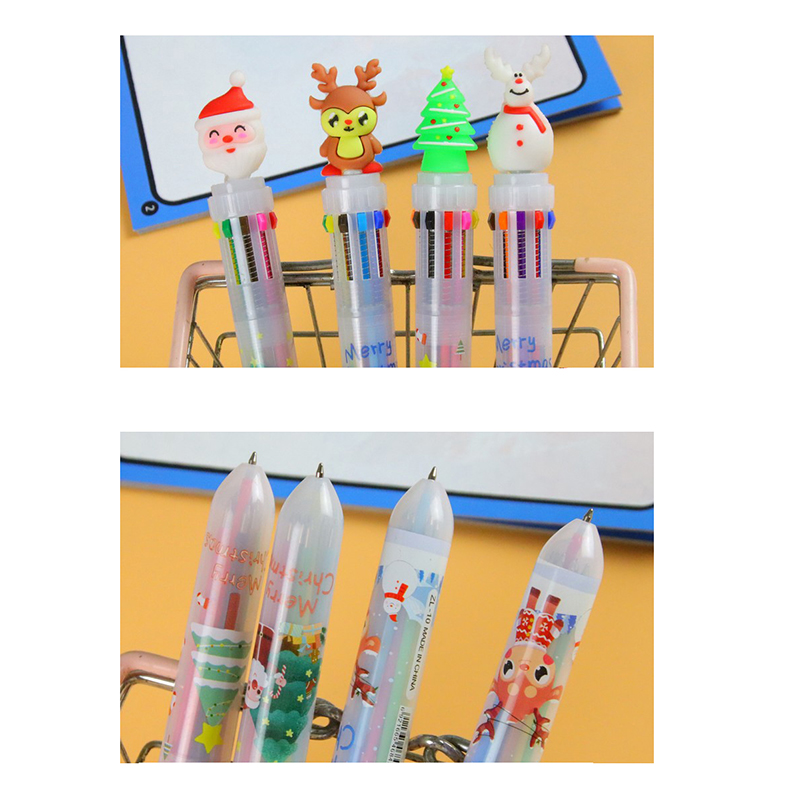 🌈🎄ปากกา 10 สี🎄🌈 ชุด V1 หัวการ์ตูน คริสต์มาสหลากสี ไส้ 0.5📌เลือกลาย ด้ามละ 12 บาท✔️พร้อมส่ง Ohwowshop ปากกากด ปากกาลายการ์ตูน ปากกาลูกลื่น