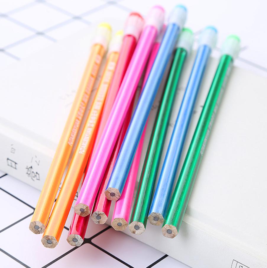 ดินสอ HB ด้ามลายเส้นหลากสีหัวยางลบ ชิ้นละ 2 บาท ✔️พร้อมส่ง (🎲สุ่มลาย) Ohwowshop เครื่องเขียน