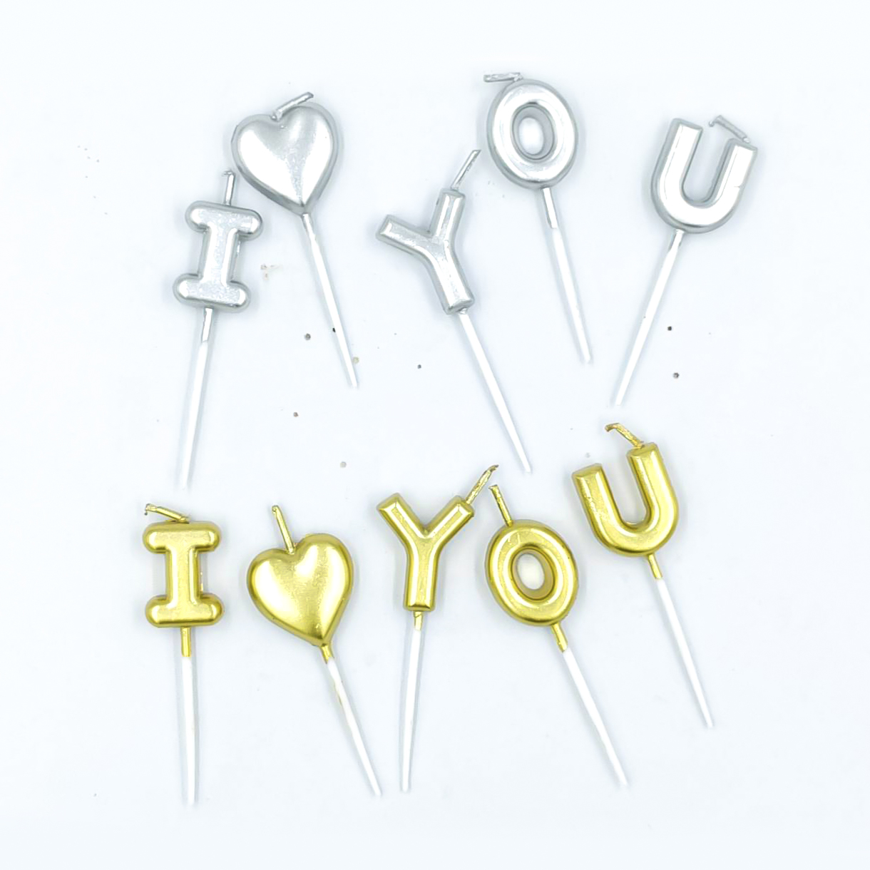 🔥สินค้าขายดี🔥 🎂เทียน I love you สีเทียน-สีเคลือบเมทัลลิค 5 ตัวอักษร ราคา 18-20 บาท📌สินค้าเลือกแบบ✔️พร้อมส่ง Ohwowshop เทียนวันเกิด เทียนสี