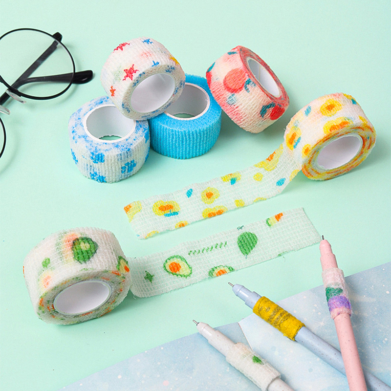 🌈ผ้าล็อก🩹ผ้าพันแผล⭐เทปแบบยืด 2.5cm 2m/4.5m📌เลือกลาย✅พร้อมส่งในไทย การเขียน เทปพันนิ้ว กีฬา