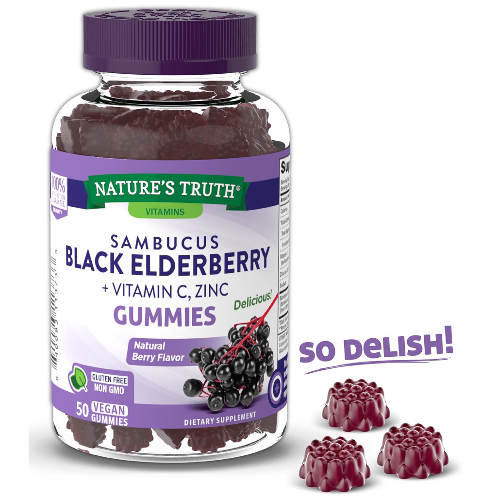 Nature’s Truth Black Elderberry Vit C+ Zinc 50 Gummies