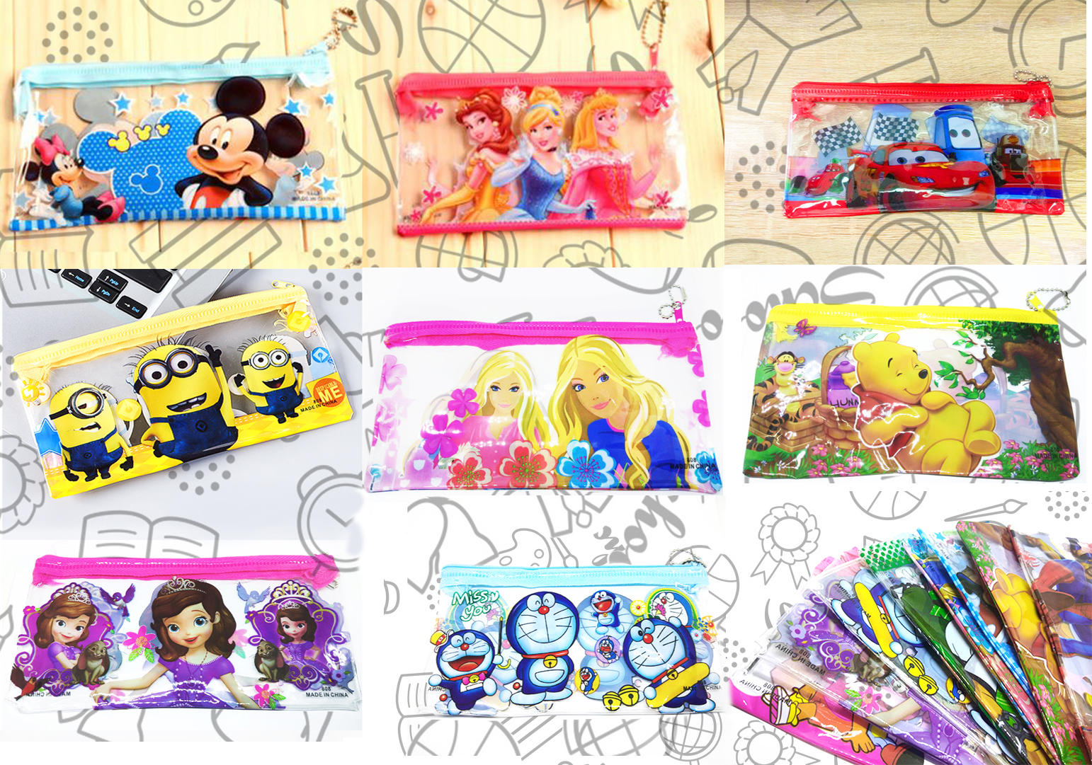 กระเป๋าใส่เครื่องเขียนลายการ์ตูนยอดฮิต (คละลาย) ขนาด A6 ชิ้นละ 7 บาท Ohwowshop (Z26)