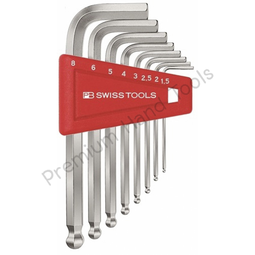 PB Swiss Tools PB 212H-8 ประแจหกเหลี่ยมชุด หัวบอล สั้น เบอร์ 1.5-8 มิล 8 ตัวชุด