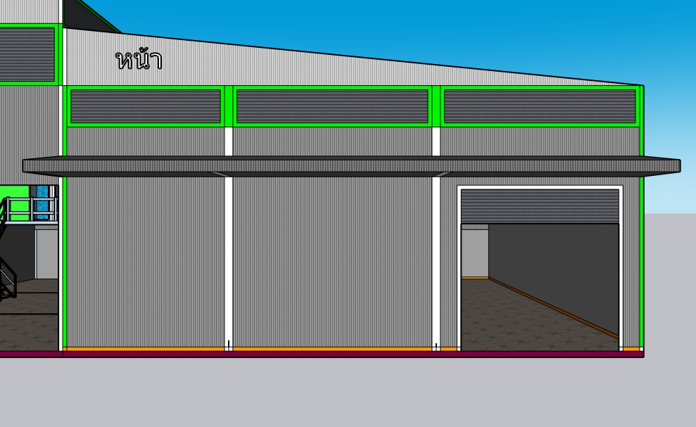 แบบก่อสร้างโกดังเก็บไม้ ออฟฟิศ และบ้านพักคนงานขนาดHW-H (23 x 18 x 7.9)