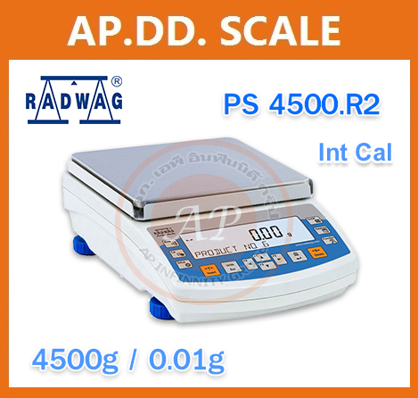 เครื่องชั่งความละเอียดสูง เครื่องชั่งน้ำหนักดิจิตอล พิกัด 4500 กรัม ความละเอียด 0.01 กรัม ถาดชั่งขนาด 195x195 มม. ยี่ห้อ RADWAG รุ่น PS 4500.R2 4500g/0.01g
