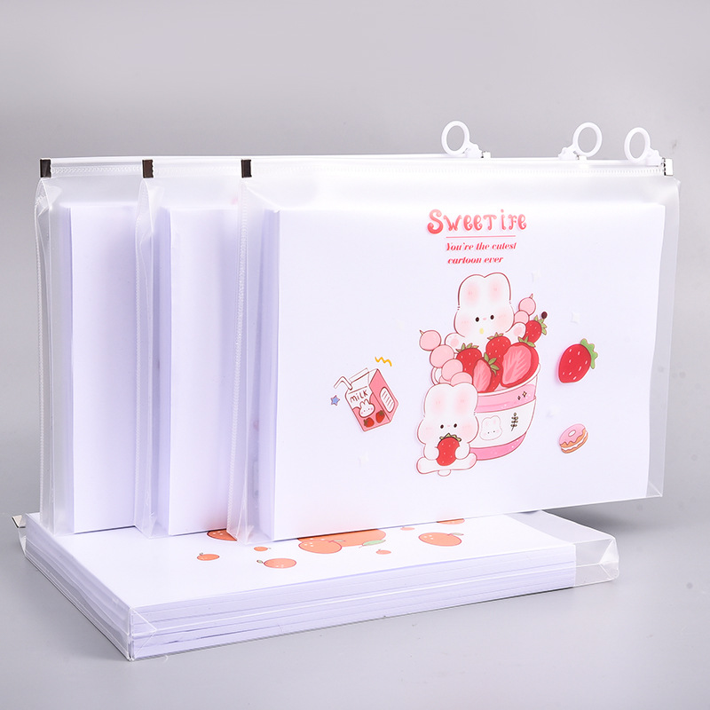 🌈ซองใส่เอกสาร🌈แฟ้มเอกสาร A4 ซิปห่วง ลาย Strawberry Rabbit 33x24.5cm📌เลือกลาย ราคา 18 บาท✅Ohwowshop เอกสาร สำนักงาน แฟ้ม ซองเครื่องเขียน
