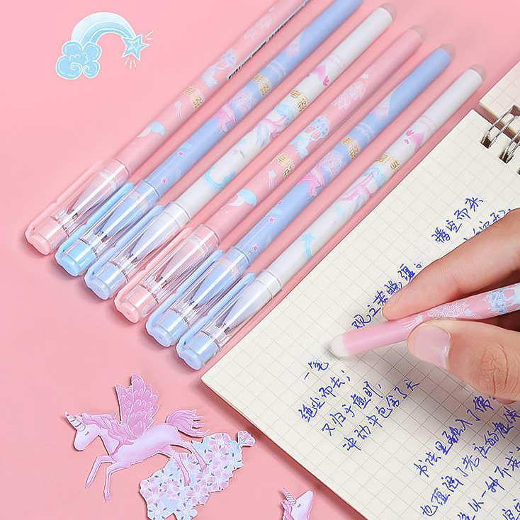 ⭐ปากกาลบได้⭐🌈supper cartoon ไส้สีน้ำเงิน 0.5mm 📌คละลายตามแบบ ด้ามละ 4-5บาท✔️พร้อมส่งOhwowshop ลบได้ เครื่องเขียน
