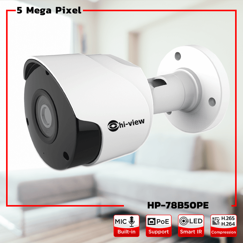 HP-78B50PE คมชัด 5 ล้านพิกเซล Built-in Mic ฟังเสียงได้ IP Camera HIVIEW