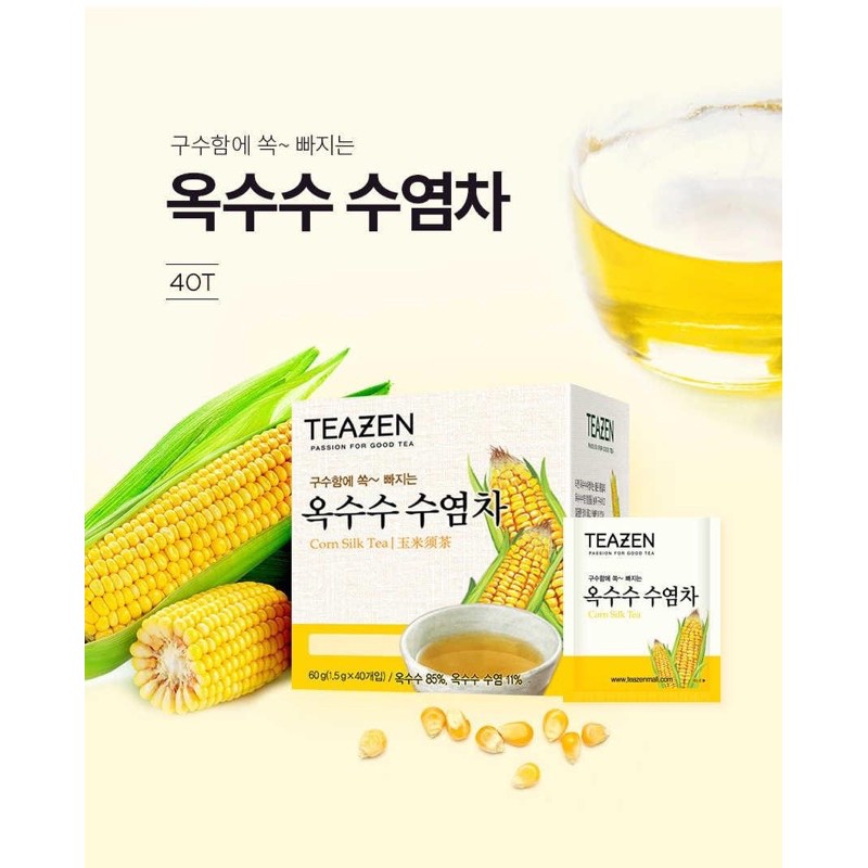 Teazen Corn Silk Tea ชาไหมข้าวโพด 1 กล่อง 40 ซอง (1.5 กรัม / ซอง)