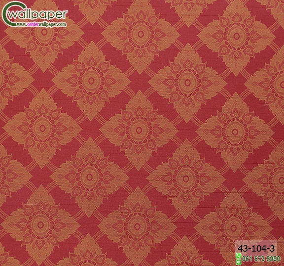 wallpaper ลายไทยห้องพระ ลายประจำยามสีแดงเข้ม