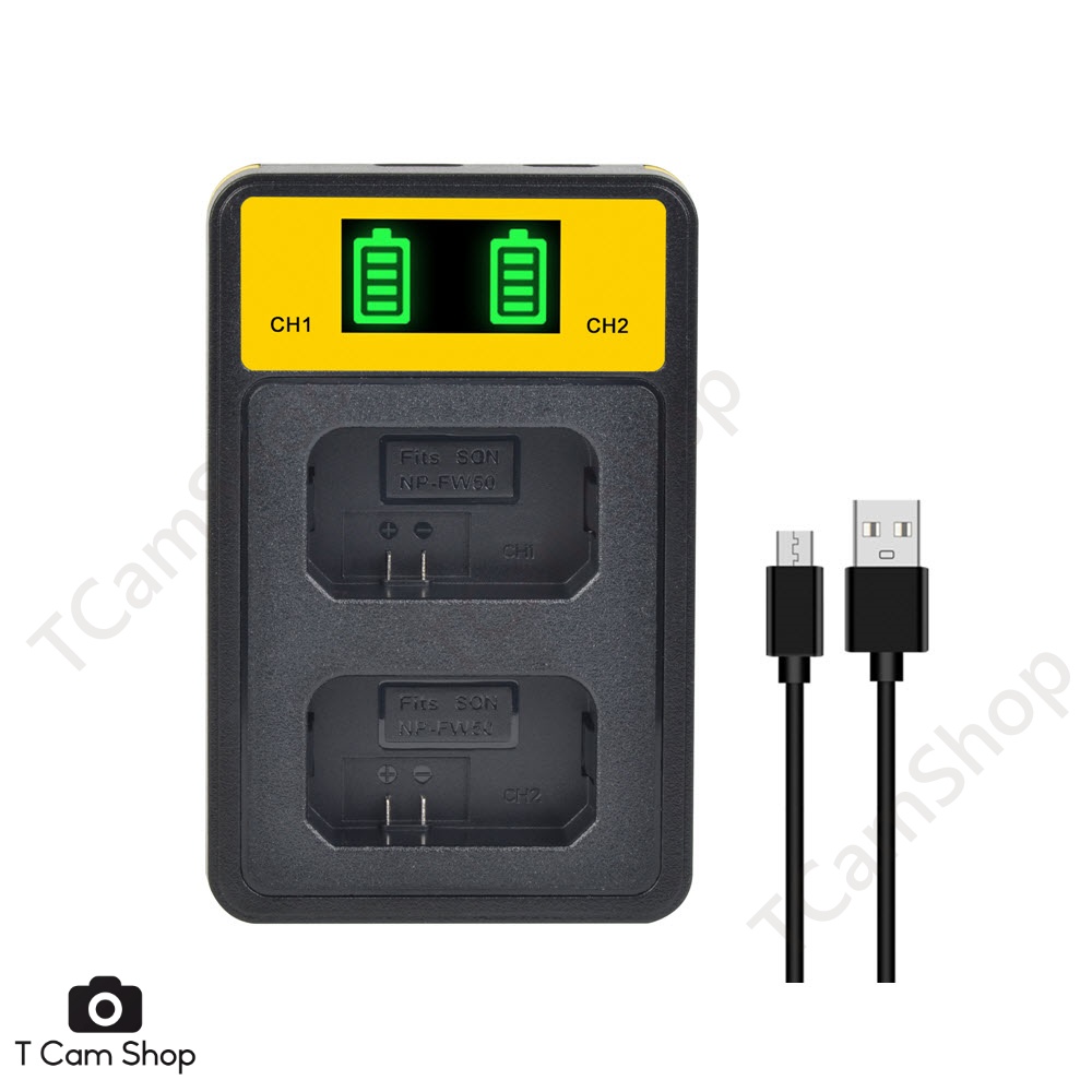 แท่นชาร์จแบตเตอรี่ + 2x แบตเตอรี่ Sony NP-FW50 NPFW50 Sony A6400 A5100 A6000 A6300 A6500 A7 A7II