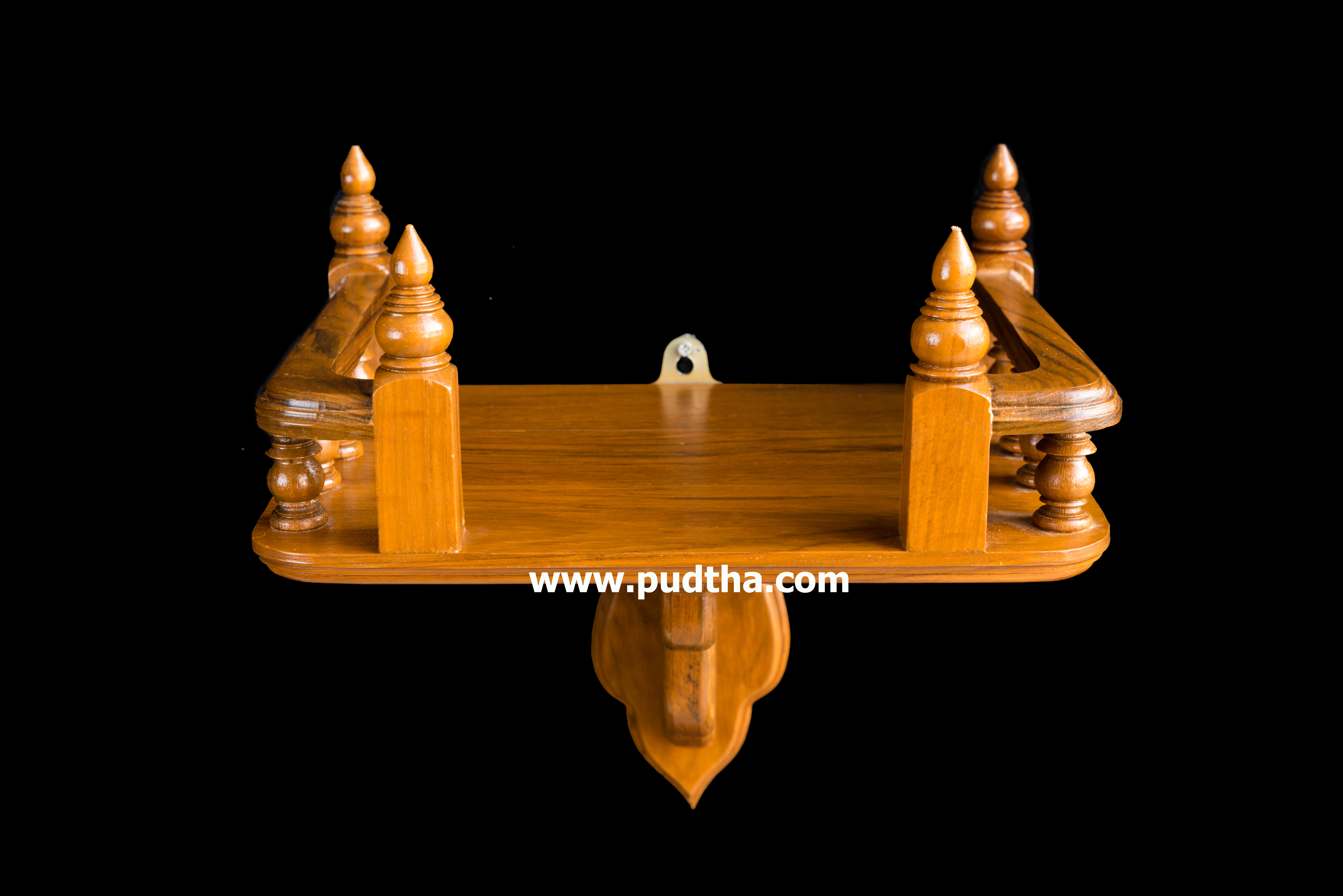 หิ้งพระไม้สักลายมนเสา รุ่นเล็ก