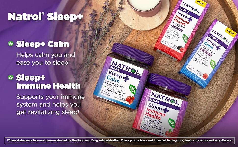 Natrol Sleep+ Calm, Melatonin 6 mg. + L-Theanine, with Botancial Blend 60 Gummies #Strawberry Flavor