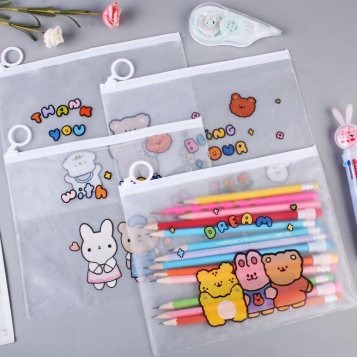 🐻🐰กระเป๋าใส่เครื่องเขียน A5 Rabbit & Bear 21x17 ราคา 5 บาท📌เลือกลาย ✔️พร้อมส่ง Ohwowshop ซองใส่เครื่องเขียน ซอง เครื่องเขียน