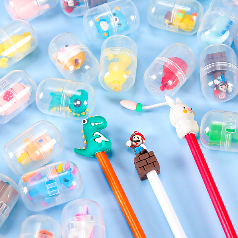 🌈แคปซูลยางลบ🌈เสียบดินสอตัวการ์ตูน หลากสี ⭐คละลาย ชิ้นละ 4 บาท/ชิ้น✔️พร้อมส่ง Ohwowshop เครื่องเขียน ยางลบ ลบคำผิด