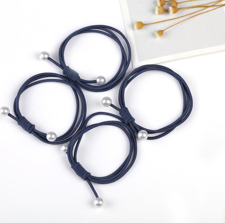 🌸ยางยืดรัดผมไข่มุกสามสายหลากสี ชิ้นละ 1 บาท(ม่วงเข้ม )✔️พร้อมส่ง Ohwowshop ยางยืด ยางมัดผม ยางยืดรัดผมเกาหลี ยางรัดผม