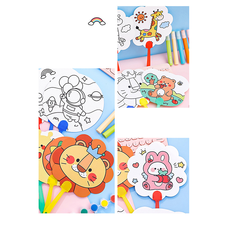 🌈พัดมือศิลปะ🌈ของเล่น พัดรูปทรง🧡ไม่มีสี💙📌เลือกลาย ✅พร้อมส่งในไทย อุปกรณ์ สี ศิลปะ เครื่องเขียน