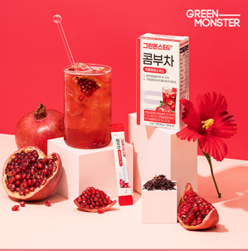 Green Monster Kombucha 10 ซอง #Pormegranate Hibiscus