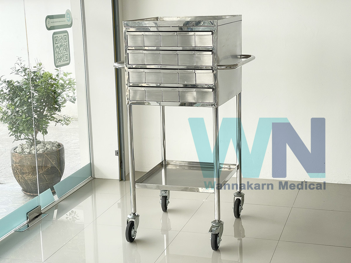 รถเข็นจ่ายยา 40 ลิ้นชัก Stainless