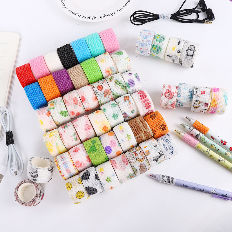🌈ผ้าล็อก🩹ผ้าพันแผล⭐เทปแบบยืด 2.5cm 2m/4.5m📌เลือกลาย✅พร้อมส่งในไทย การเขียน เทปพันนิ้ว กีฬา