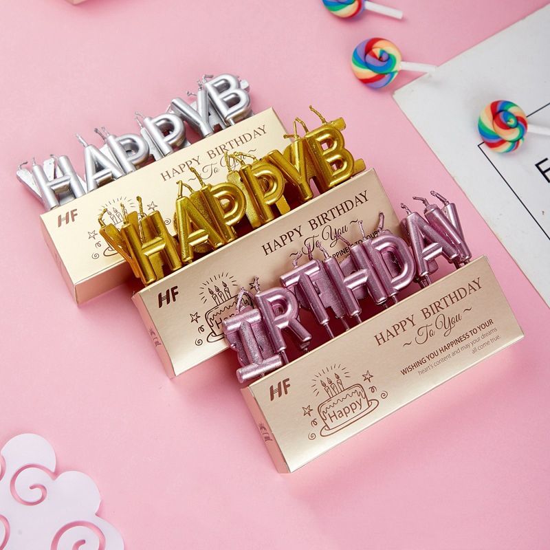 🔥สินค้าขายดี🔥 🎂เทียนวันเกิด Happy birthday แบบแพ็คชุด 13 ตัวอักษร แพ็คละ 20-25 บาท📌สินค้าเลือกสี✔️พร้อมส่ง Ohwowshop เทียนวันเกิด เทียนสี