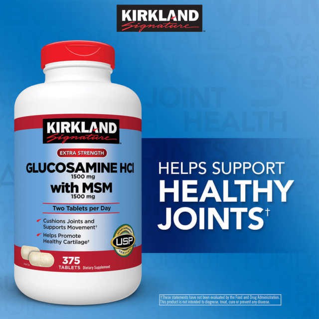 Kirkland Signature Glucosamine HCI 1500 mg with MSM 1500 mg, (375 Tablets)
