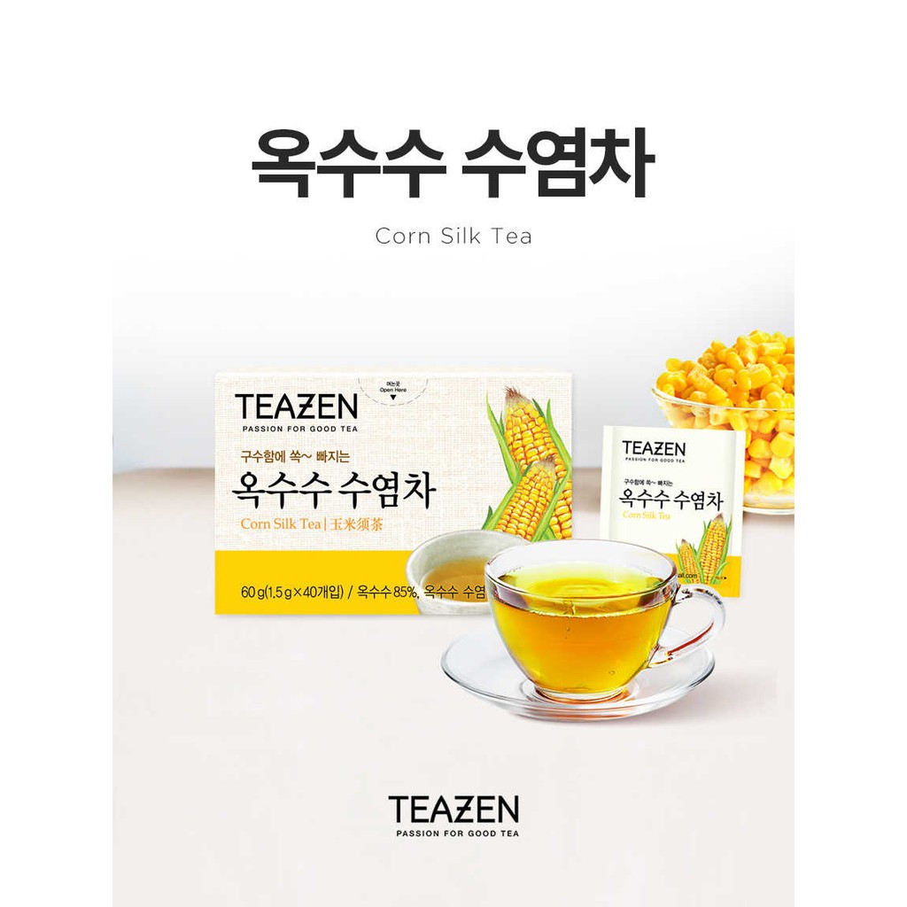 Teazen Corn Silk Tea ชาไหมข้าวโพด 1 กล่อง 40 ซอง (1.5 กรัม / ซอง)