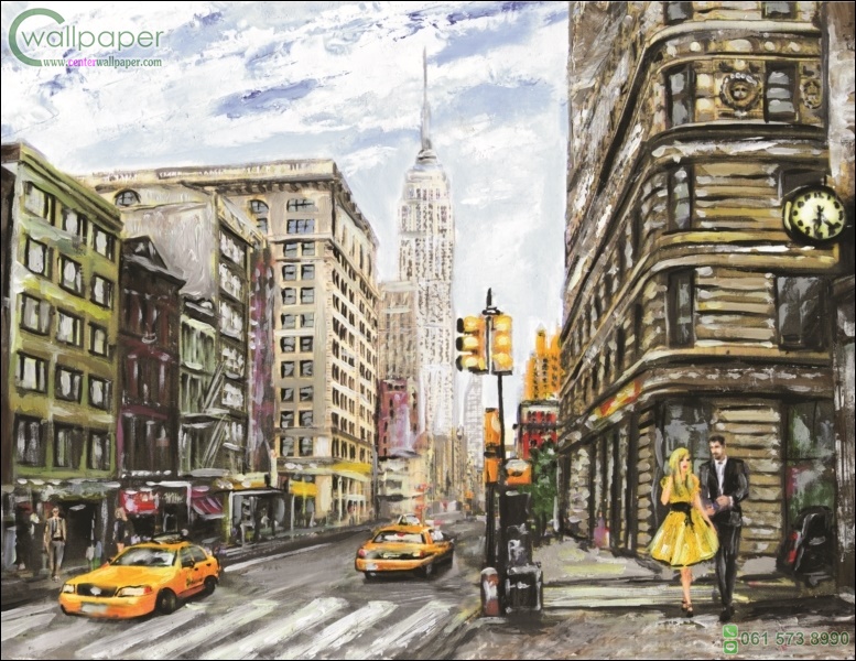 ภาพวิวสำเร็จรูป ภาพวาดสีน้ำมัน เมืองนิวยอร์ค