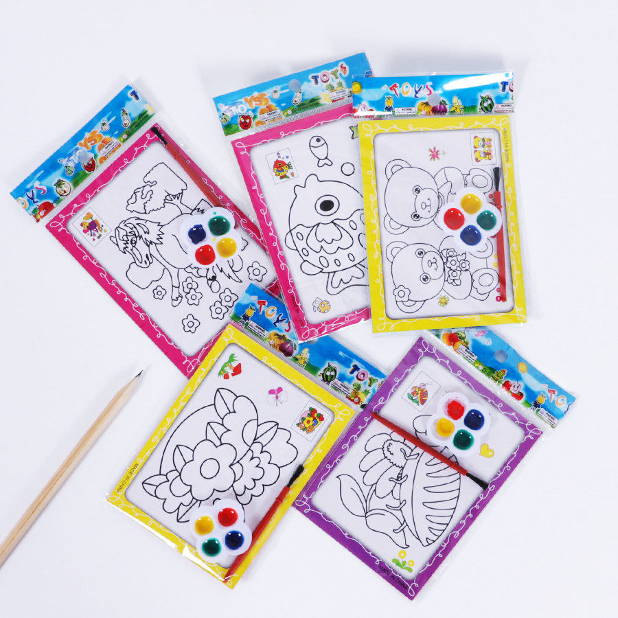 🌈🎄แผ่นภาพระบายสี 2 ด้าน🎄🌈เสริมทักษะ พร้อมถาดสี 9x12cm📌สินค้าสุ่มคละลาย ราคาะ 4 บาท✔️พร้อมส่ง Ohwowshop ของเล่น วาดภาพ งานศิลปะ