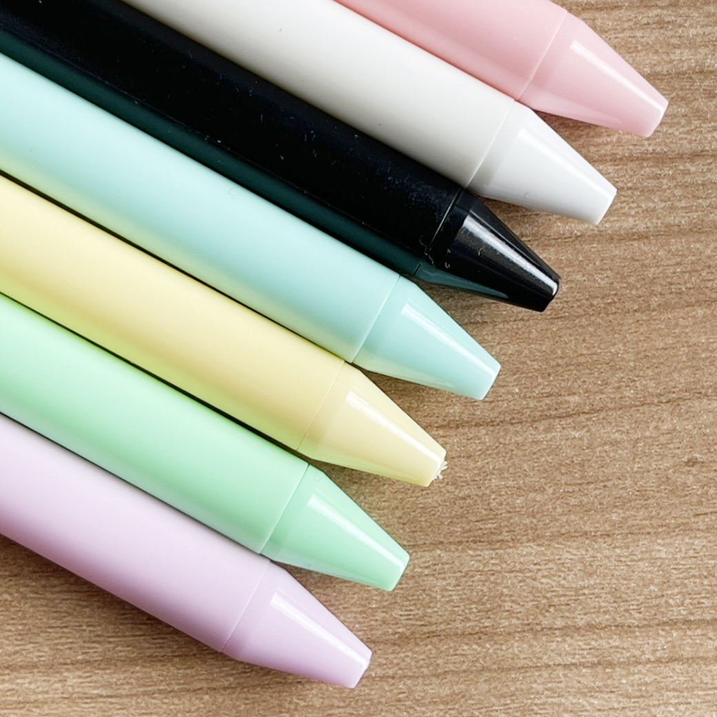 🖤ปากกาลูกลื่นด้ามสี Pastel🖤ไส้สีดำ 0.5 📌เลือกสี✔️พร้อมส่งในไทย ปากกาเจล แบบกด ปากกากด