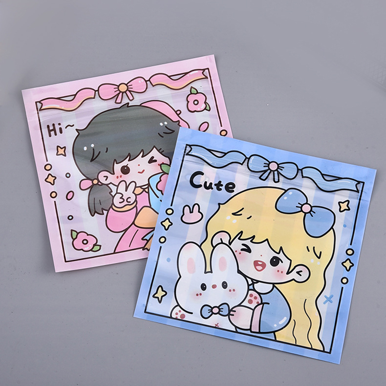 🌈ถุงซิปล็อค🌈แบบรูด พลาสติก กันน้ำ ลายการ์ตูน 13.5x13.5cm📌เลือกลาย✔️พร้อมส่งในไทย ซองใส่เครื่องเขียน ซอง