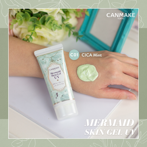 Canmake Mermaid Skin Gel UV Cica Mint Sun Screen Makeup Base For Face & Body SPF50+ PA++++ 40 g. #C01