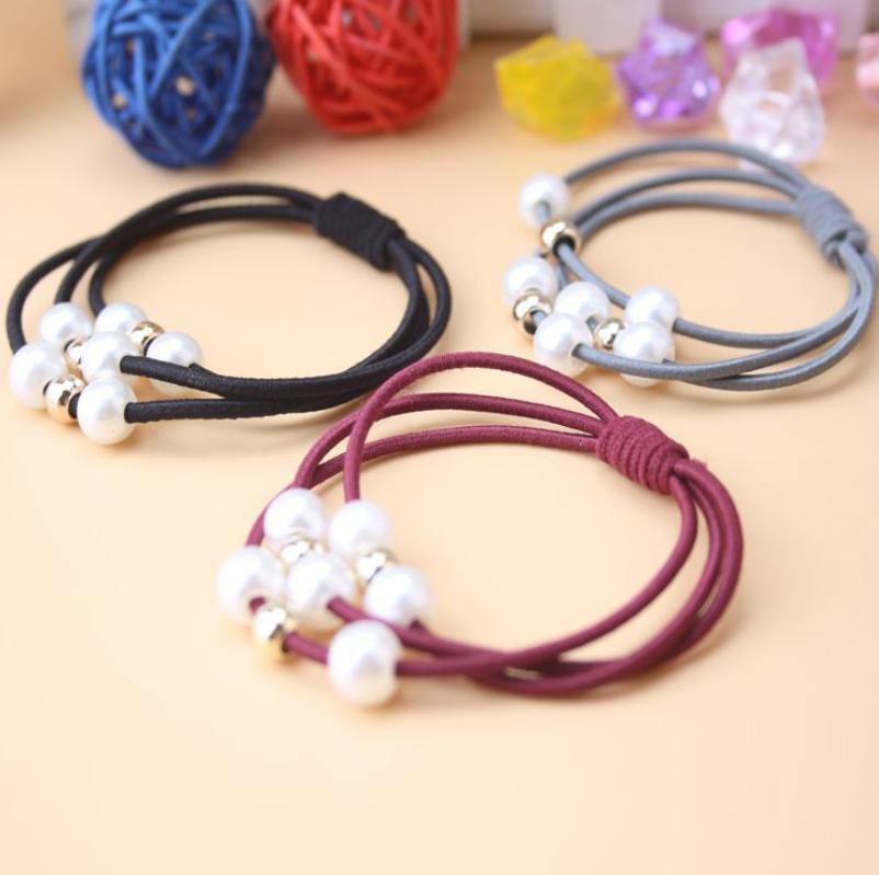 ⭐ยางยืดรัดผมสามสายไข่มุกขาวทอง ชิ้นละ 2 บาท(📌คละสีตามแบบ)✔️พร้อมส่ง Ohwowshop ยางยืด ยางมัดผม ยางยืดรัดผมเกาหลี ยางรัดผม