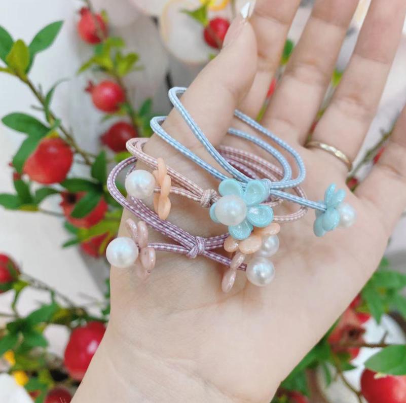 🌈ยางรัดผมสายลายประดอกไม้ไข่มุก (สุ่มลาย) ชิ้นละ 2 บาท ✔️พร้อมส่ง Ohwowshop หนังยางรัดผมเกาหลี ยางรัดผมไสต์เกาหลี มัดผม