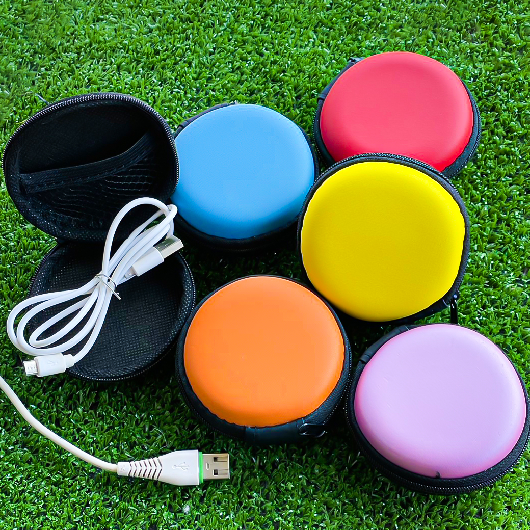 ⭐กระเป๋ากลม⭐🟠🔴ใส่หูฟัง สายชาร์จ อื่นๆ 📌สุ่มคละสี✅พร้อมส่งในไทย มีซิป earphone bag กล่องเก็บหูฟัง