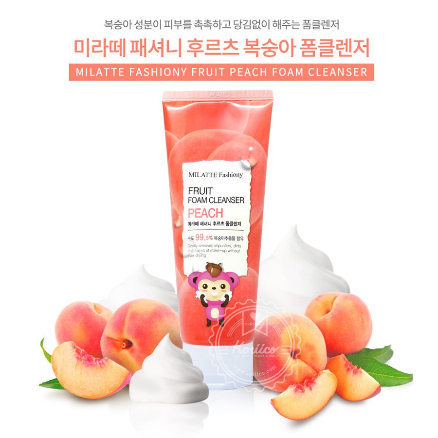 Milatte Fashiony Fruit Foam Clenser 150 ml.#Peach