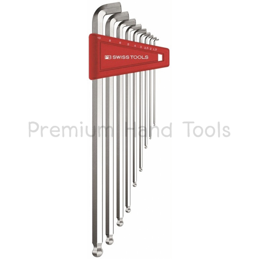 หกเหลี่ยมชุด PB Swiss Tools หัวบอล ยาว คอสั้น 100° รุ่น PB 2212 LH-10 (9 ตัว/ชุด)
