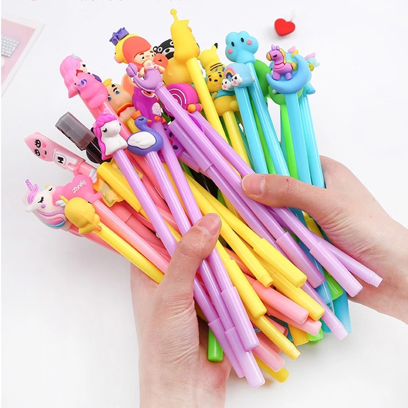 🔥ถูกที่สุด การันตี🔥ปากกาเจลหัวการ์ตูนน่ารัก ชุดยอดฮิต เจลสีน้ำเงิน/ดำ(🎲สุ่มลาย)เครื่องเขียน ราคาส่ง