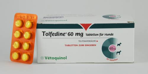 Tolfidine60mgยากินลดไข้แก้ปวดลดอักเสบสำหรับสุนัขและแมวและexotic pets ขนาด60มก1แผงมี8เม็ด