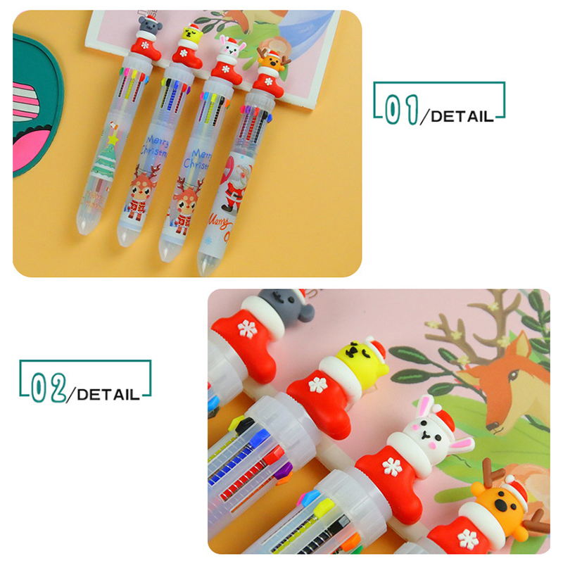 🌈🎄ปากกา 10 สี🎄🌈ชุดV2 หัวการ์ตูน ถุงเท้าคริสต์มาสหลากสี🧦ไส้ 0.5📌เลือกลาย ด้ามละ 12 บาท✔️พร้อมส่ง Ohwowshop ปากกากด ปากกาลายการ์ตูน ปากกาลูกลื่น