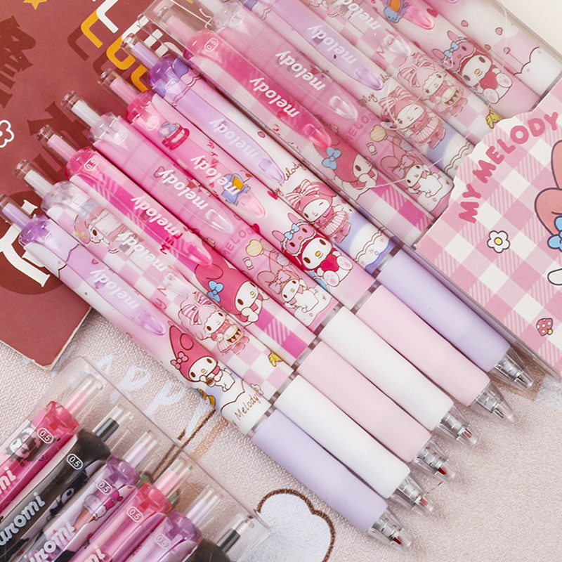 💛💜ปากกาเจลดำ ซานริโอ้การ์ตูน🌈ยกล่อง 6 แท่ง⚫ไส้ดำ 0.5📌เลือกลาย✔️พร้อมส่งในไทย การ์ตูนดัง เครื่องเขียน