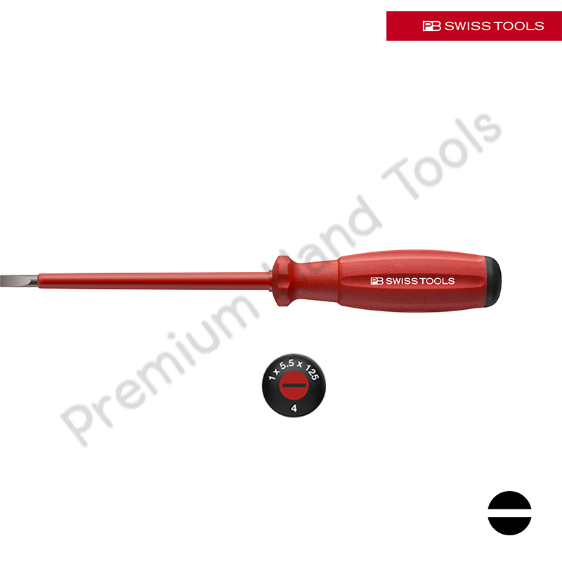 PB Swiss Tools PB 58100 ไขควงกันไฟ ปากแบน *รุ่นใหม่ ด้าม Swissgrip หุ้มฉนวนกันไฟ เบอร์ 00 ถึง 4