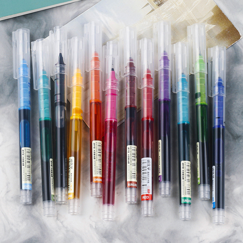 🌈ปากกาเจลด้ามใส🌈12สี Ohhappy ขนาด 0.5mm ไส้ปากกา 0.5📌สินค้าเลือกสี ราคา 3 บาท✔️พร้อมส่งในไทย ปากกาเจล หลากสี เครื่องเขียน