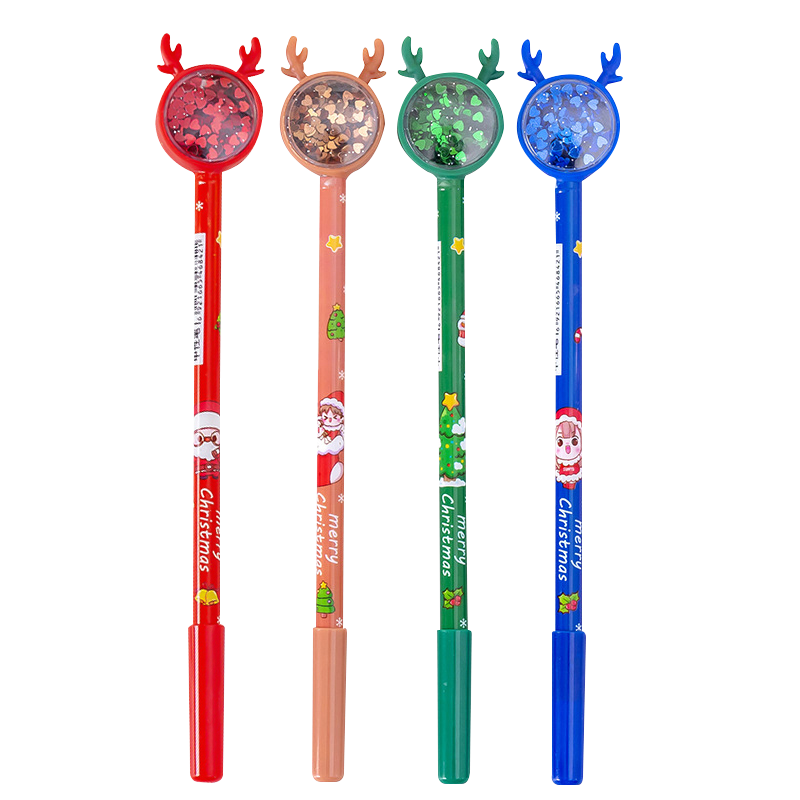 🎄🌈ปากกาเจลดำ🌈🎄รูปทรงเขากวางกลิตเตอร์⚫ไส้สีดำ 0.5📌เลือกสี ราคา 5 บาท✔️พร้อมส่ง Ohwowshop เครื่องเขียน ปากกาลายการ์ตูน ปากกาเจล