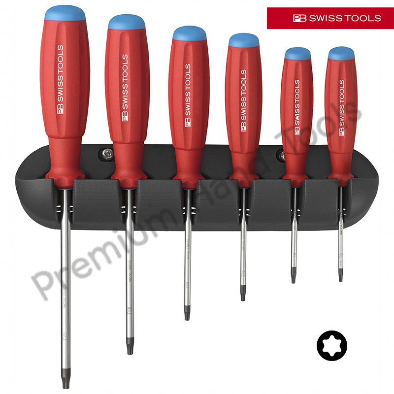 ชุดไขควง PB Swiss Tools รุ่น PB 8440 ด้ามยางกันไฟ หัว Torx หรือหัวดาว พร้อมที่ติดผนัง (6 ตัว/ชุด)