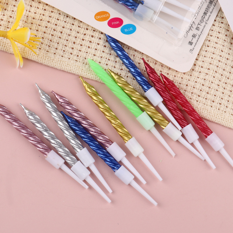 🔥สินค้าขายดี🔥 🎂เทียน Happy birthday แบบเกลียว แพ็ค 10 ชิ้น ราคาแพ็คละ 3-5 บาท📌สินค้าเลือกสี✔️พร้อมส่ง Ohwowshop เทียนวันเกิด เทียนสี